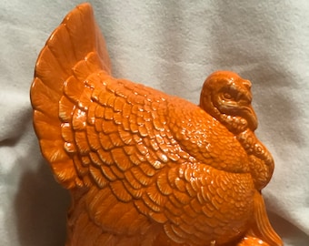 Orange Glazed Ceramic Thanksgiving Turkey