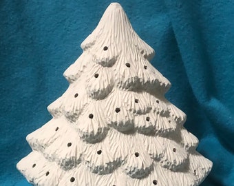 Small Clay Magic Mantle Tree with Snow Scene on Base Ceramic Bisque ready to paint