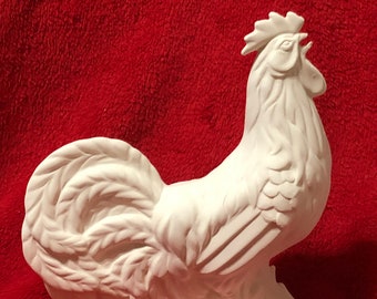 Medium Rooster in ceramic bisque ready to paint