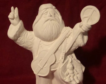 DIY Ceramic Bisque Santa - DIY Peace and Love Santa Claus Figurine - Ready-to-Paint Santa Sculpture - Christmas Tabletop - Xmas Accent Art