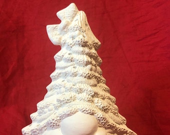 Clay Magics Mummy Gnome Tree with or without holes for lights in ceramic bisque ready to paint by jmdceramicsart