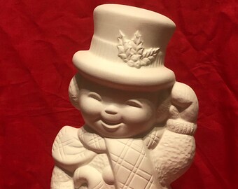 Rare Cramer Molds Snowman in ceramic bisque ready to paint by jmdceramicsart