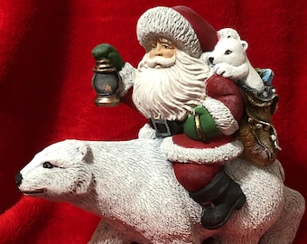 Polar Bear Santa Ceramic Art