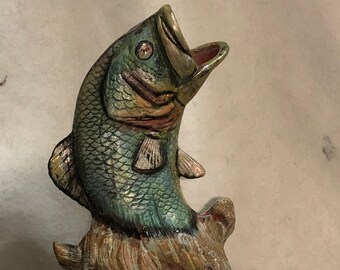 Ceramic Driftwood Bass by jmdceramicsart