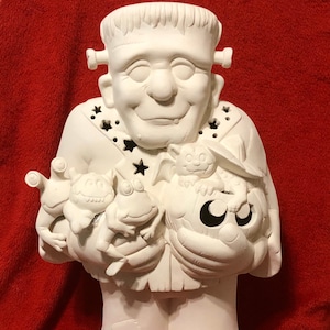 DIY Ceramic Bisque Frankenstein - DIY Ceramic Frankenstein Sculpture - Frankenstein Figurine - Handmade Halloween Decorations - Holiday Art