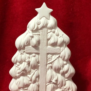Christmas Tree with Cross ceramic bisque ready to paint