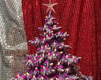 Star-Topped Tree - Handcrafted Ornamented Xmas Tree and Base - Xmas Tree Art - Exquisite Wisteria Fir - Christmas Trees - Xmas Tree Gift Art