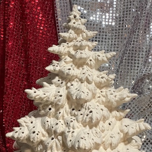 DIY Ceramic Bisque Xmas Tree and Base with Holes for Lights - DIY White Diamond Fir Bisque - Ready-to-Paint - DIY Heirloom Xmas Trees - Etsy