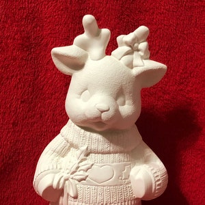 Softy Reindeer Sleeping 9.5 Ceramic Bisque Ready To Paint 