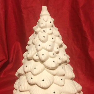 Very Rare Cramer Molds Ceramic Christmas Tree with holes for bulbs and light kit in bisque ready to paint by jmdceramicsart