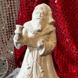 Santa with pipe and bell in ceramic bisque ready to paint by jmdceramicsart