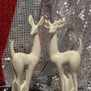 Sammler Hirsch Figuren - Milchglas glasierte Keramik Buck & Doe - Hirsch Wohnkultur und einzigartiges Geschenk für Hirsch Enthusiasten - Einzigartige Weihnachtsgeschenke