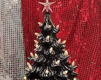 Star-Topped Tree - Handcrafted Ornamented Xmas Tree and Base - Crystal Clear Bulbs - Handmade Xmas Tree Statue - Xmas Tree - Xmas Tree Gift