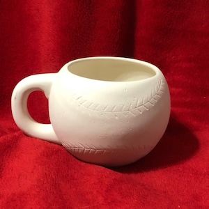 Small Baseball Coffee Cup in ceramic bisque ready to paint
