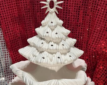 Star-Topped Christmas Tree and Base - Ornamented Ceramic Xmas Tree - DIY Clay Magic Yum-Yum 4 Piece Tree - DIY Xmas Tree Gift - Unique Gifts