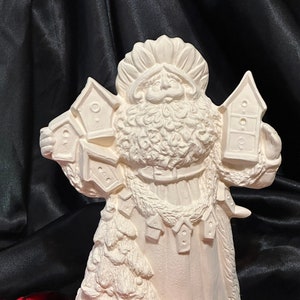 Rare Gare Molds Sunflower Birdhouse Santa in Ceramic Bisque ready to paint by jmdceramicsart