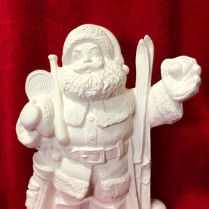 Père Noël en biscuit en céramique bricolage - figurine de père Noël prête à peindre - sculpture de père Noël en céramique sport - décoration de Noël bricolage - dessus de table de Noël - Etsy