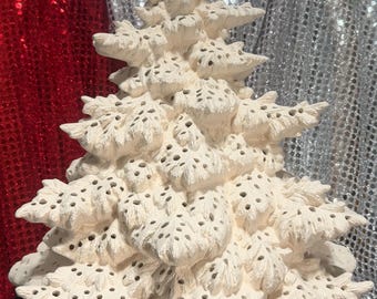 DIY Ceramic Bisque Xmas Tree: Ready-to-Paint Double Diamond Fir (17x15) - Ceramic Bisque Xmas Tree and Base