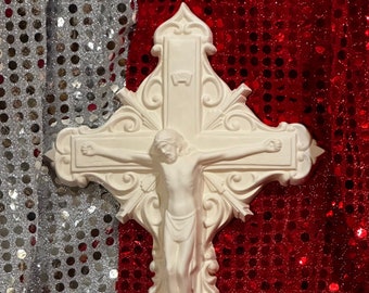 Duncan Molds Decorative Crucifixion in ceramic bisque ready to paint by jmdceramicsart