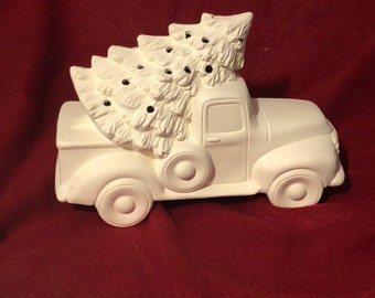 Vintage Pickup Truck and tree with holes ready to paint