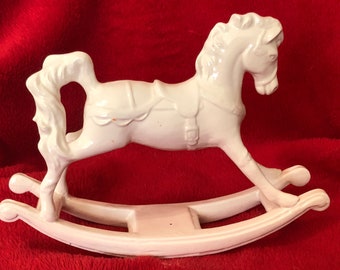 Beautiful Ceramic Milk Glazed Rocking Horse