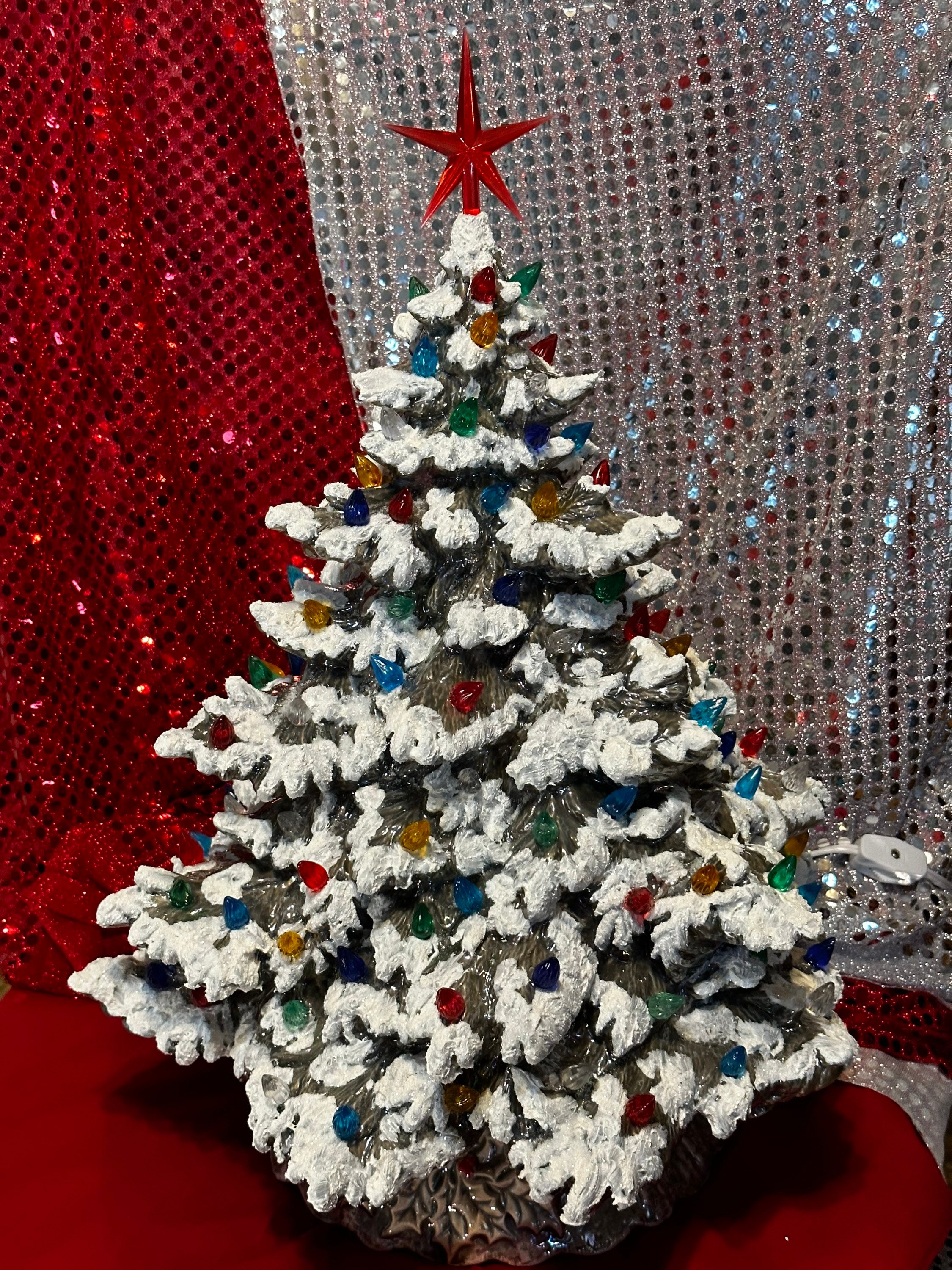 Medium Ceramic Christmas Tree w/Lights - Kiln Fire (Glaze Changes