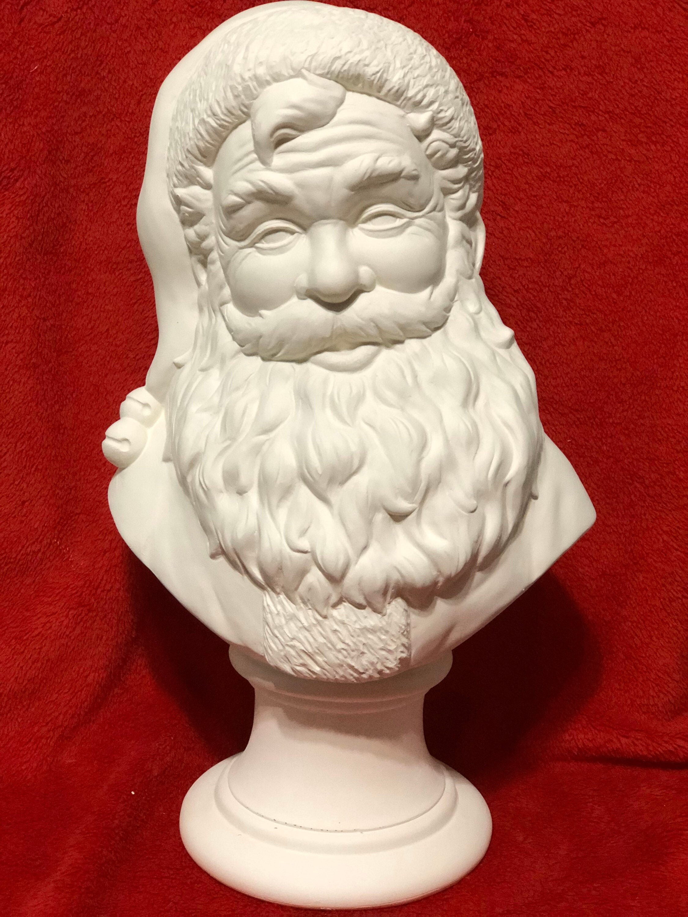 Large Scioto Santa Bust in Ceramic Bisque Ready to Paint Etsy