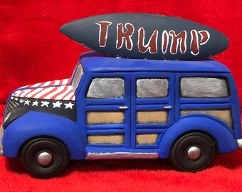 Dry Brushed Ceramic Trump Campaign Car using Mayco Softee Stains