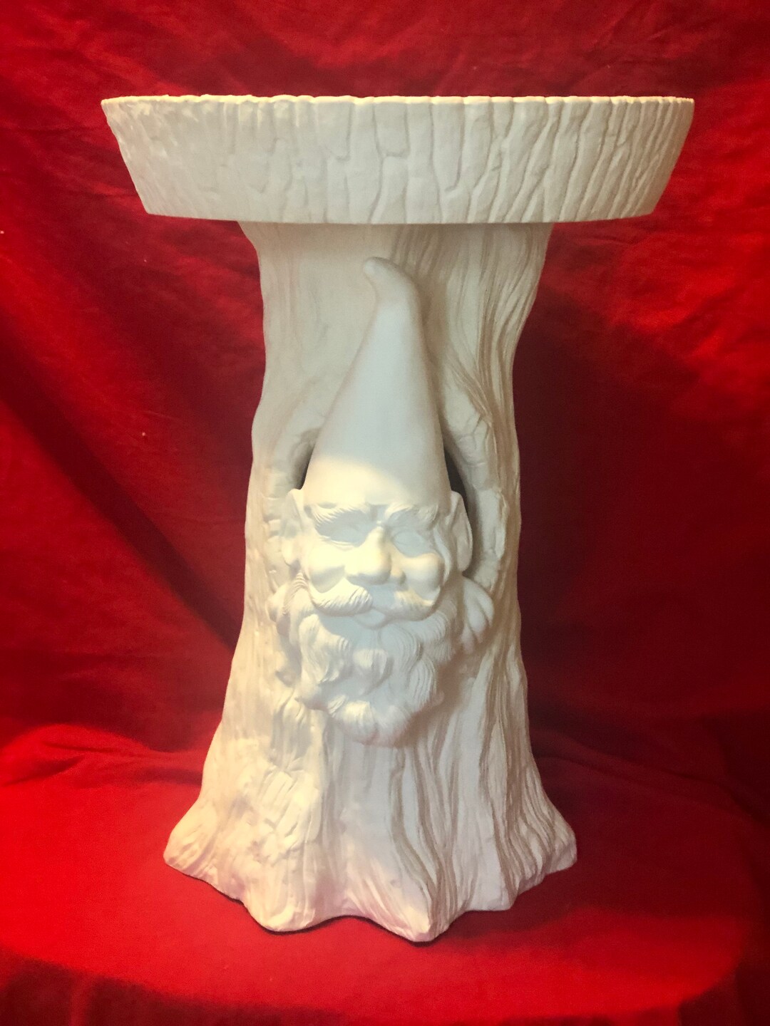 Ceramic Bird Bath in Bisque Ready to Paint With Raccoon or Gnome Etsy