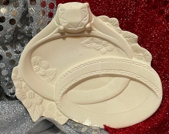 Vintage White Horse Molds Wedding Rings Dish in ceramic bisque ready to paint by jmdceramicsart