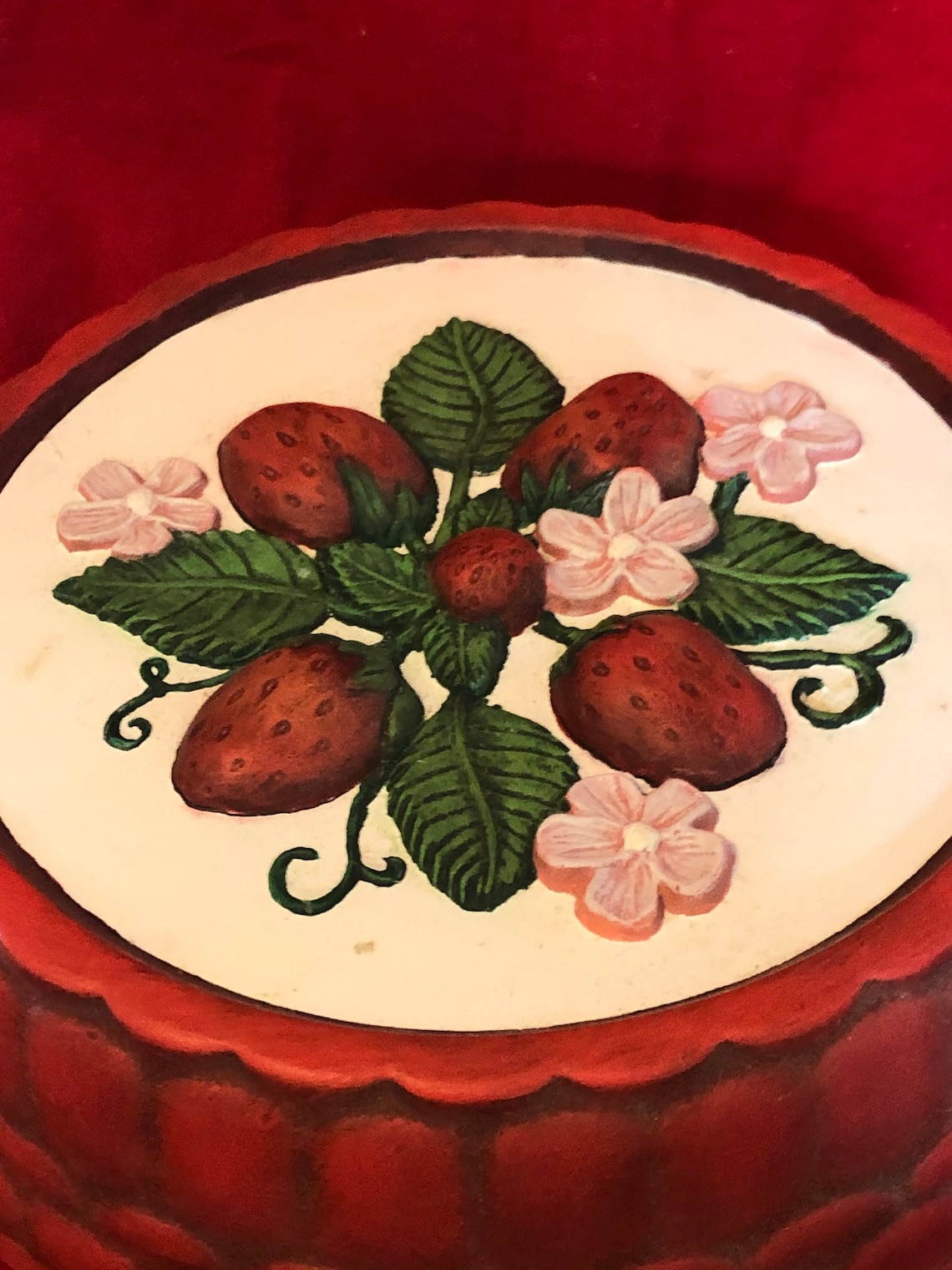 Dry Brushed Ceramic Strawberry Stove Eye Cover Etsy