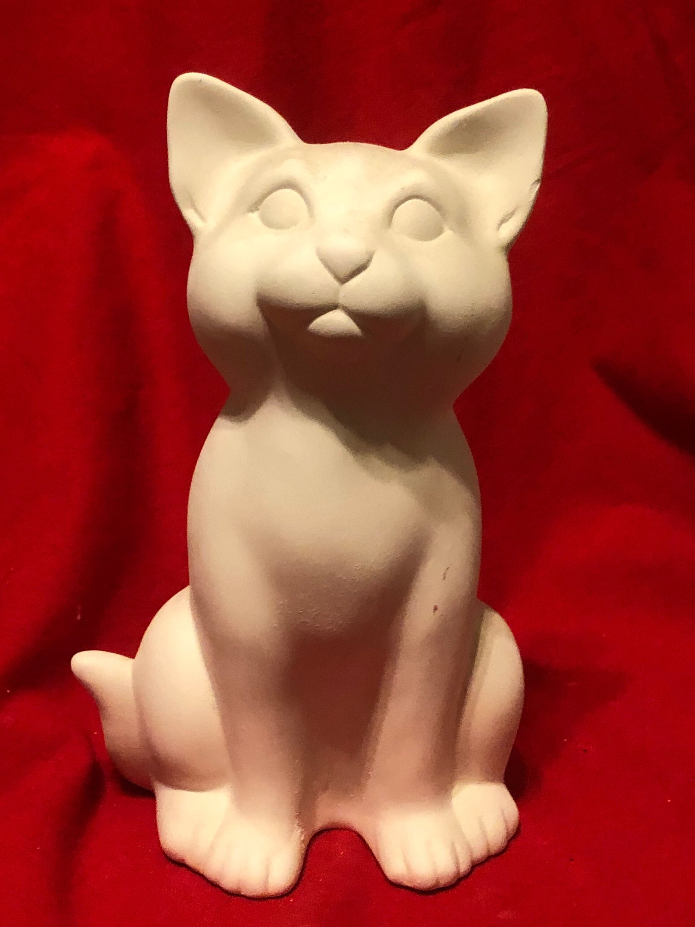 Kitty Cat Piggy Bank in ceramic bisque ready to paint by jmdceramicsart
