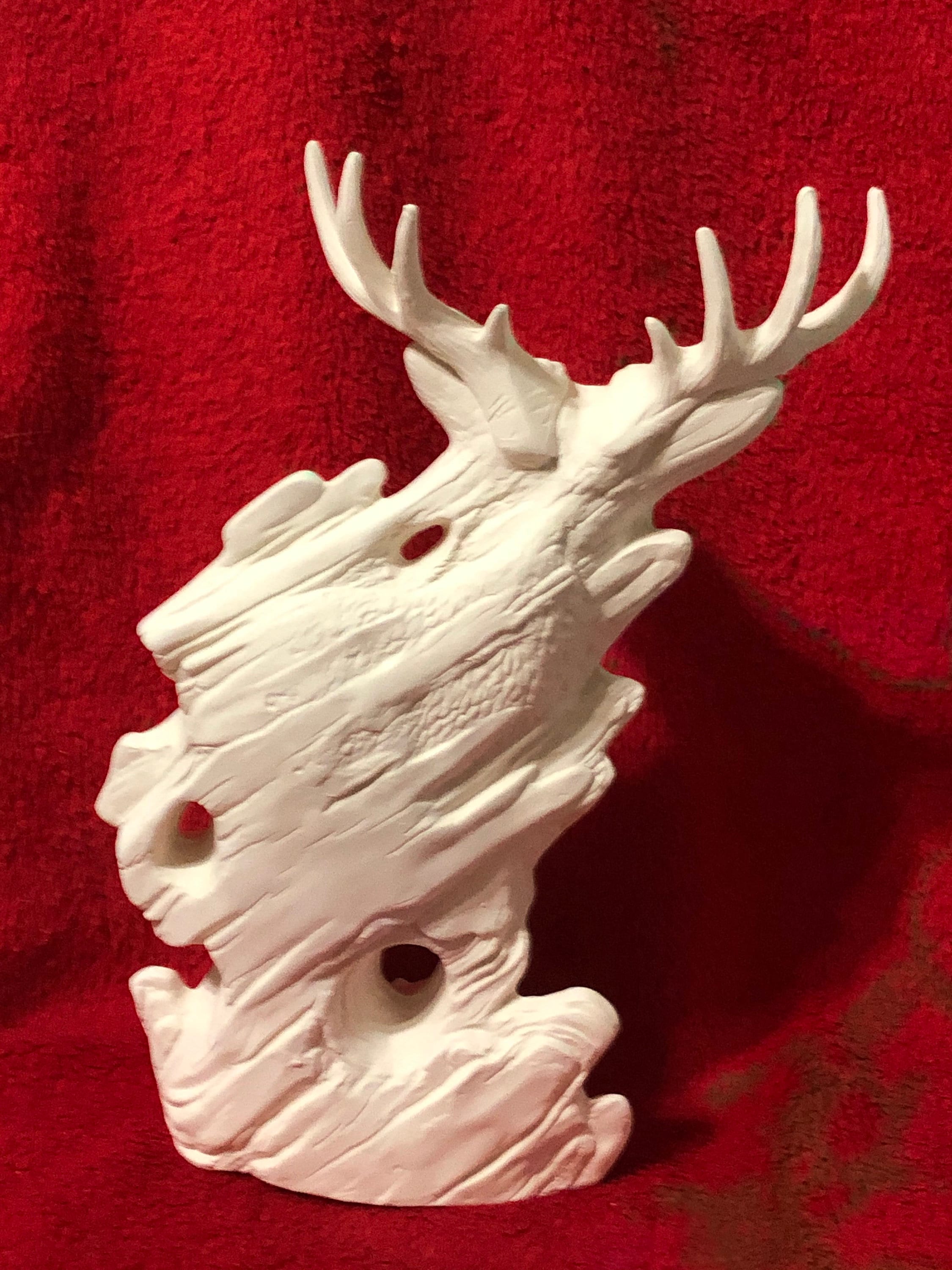 Driftwood Buck in ceramic bisque ready to paint by jmdceramicsart