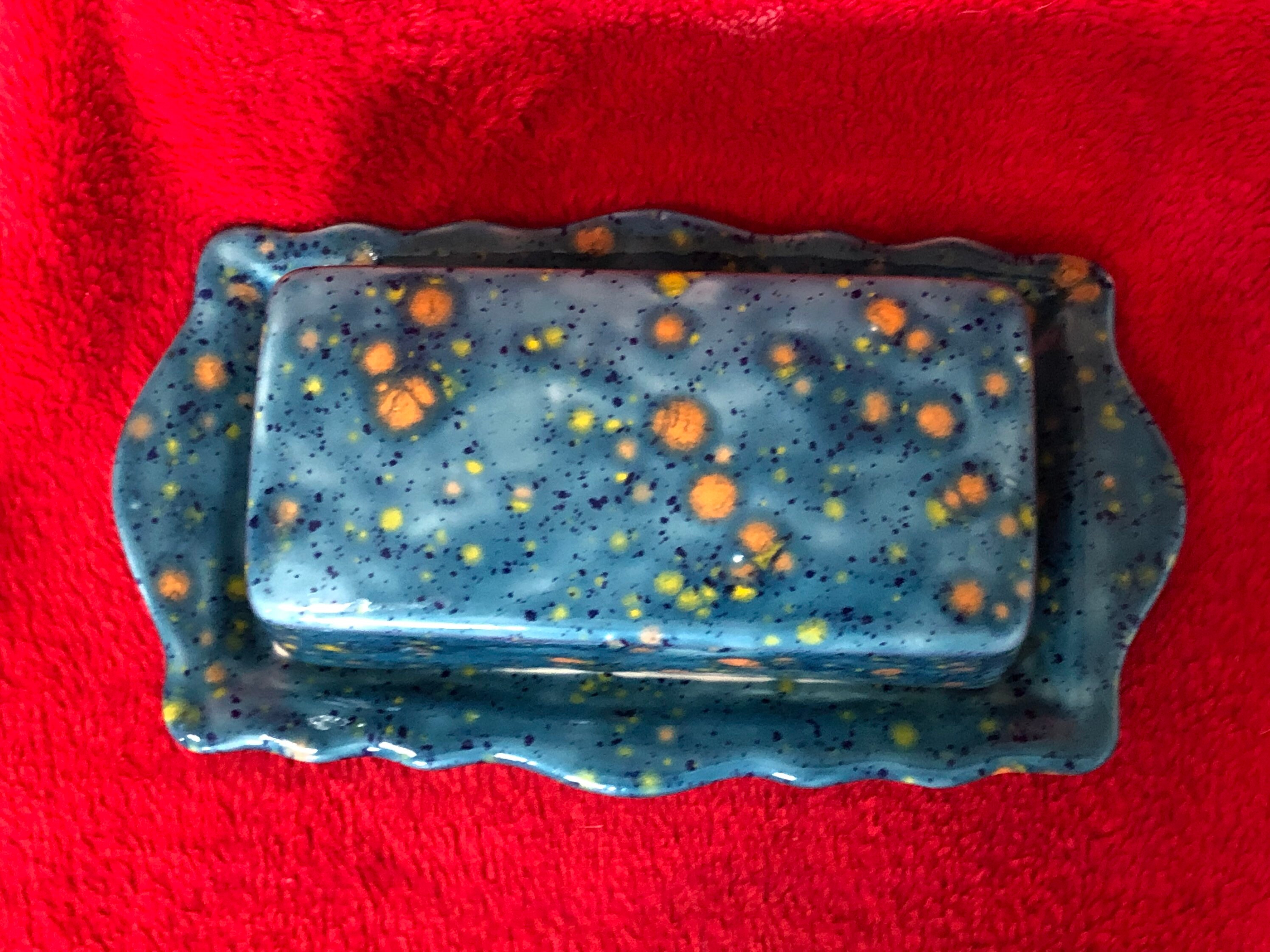 Koi Pond Glazed Ceramic Butter Dish