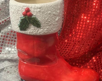 Unique Xmas Decor - Ceramic Santa Boot - Quality Ceramics - Festive Xmas Decor - Christmas Tabletop - Santa Boot Gift - Food Safe Containers