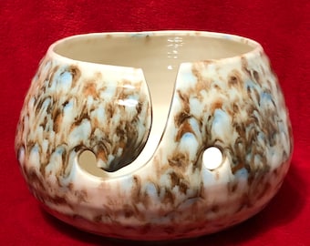 Mocha Marble Glazed Ceramic Yarn Bowl by jmdceramicsart