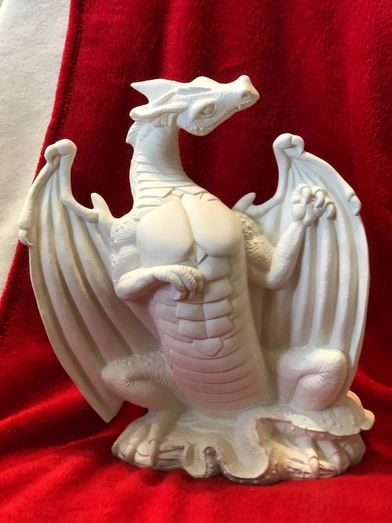 ドラゴンの陶器置物 DIY陶器の素焼きドラゴンの置物：すぐに塗れるホームデコレーション