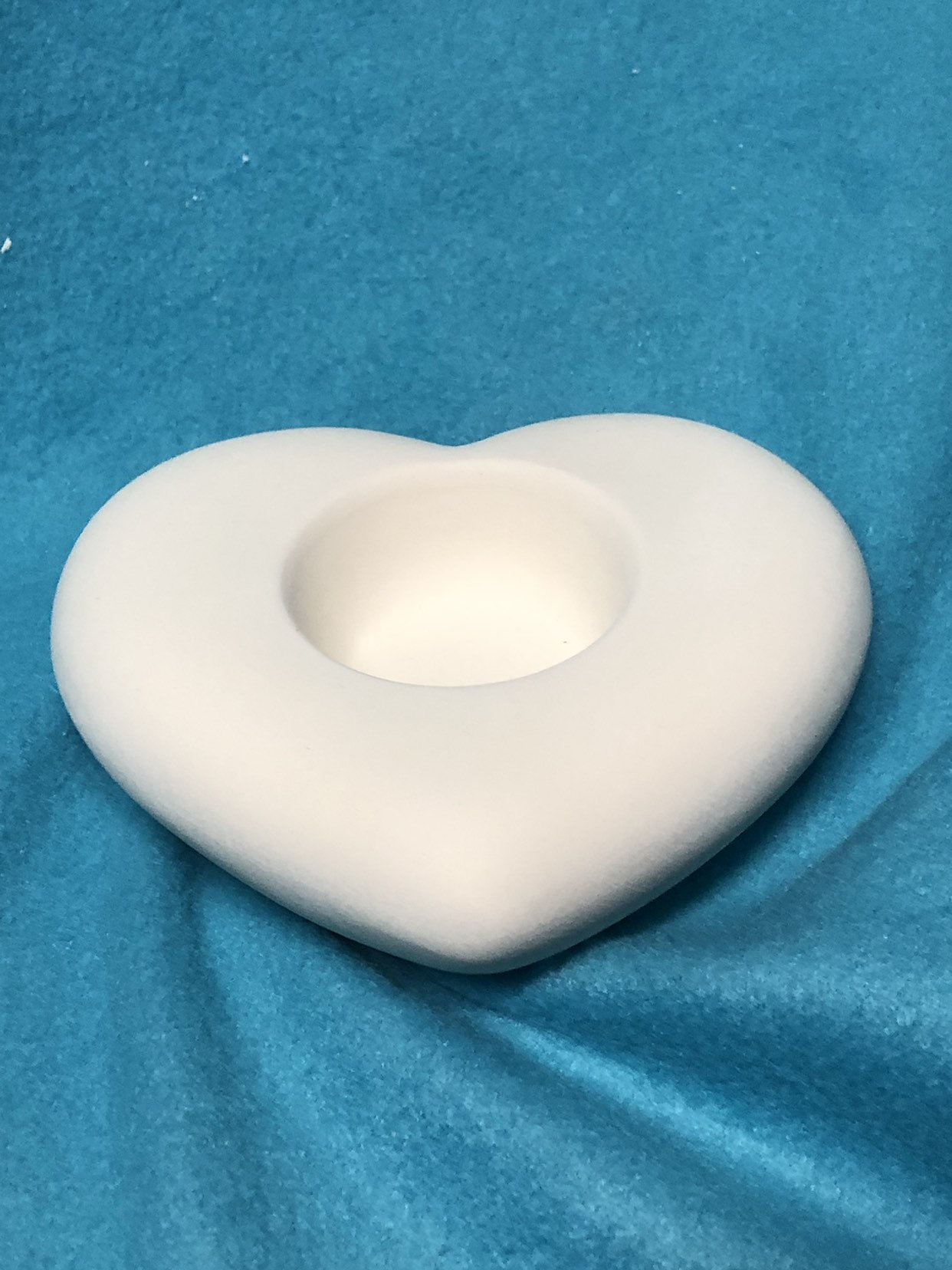 Heart Votive Candle Holder Ceramic Bisque