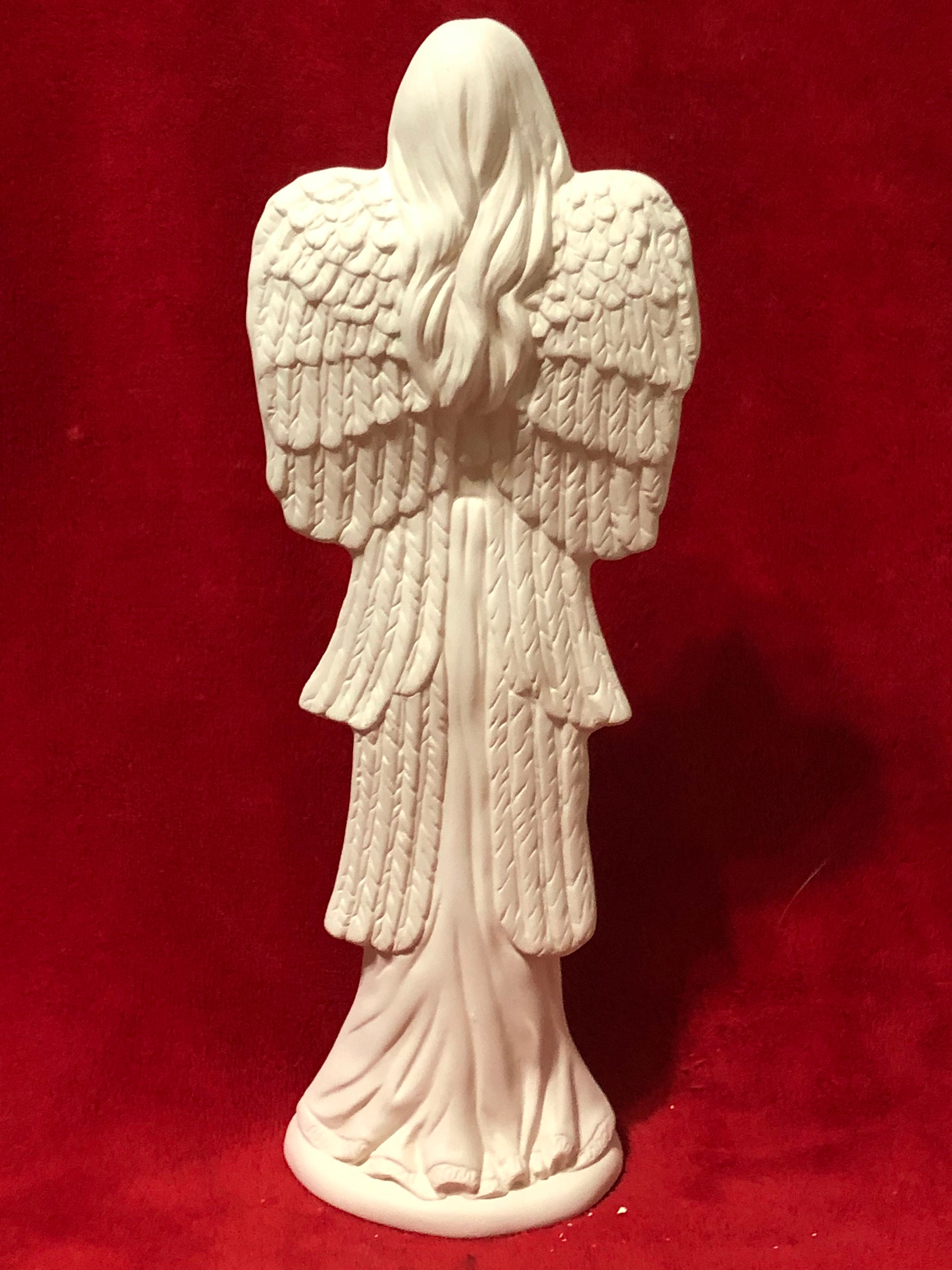 Angel with Roses in ceramic bisque ready to paint