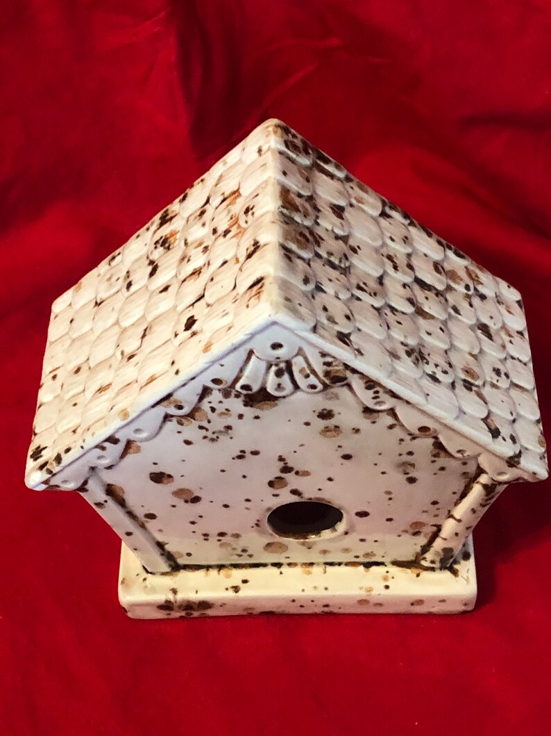 Glazed Ceramic Bird House Feeder Etsy