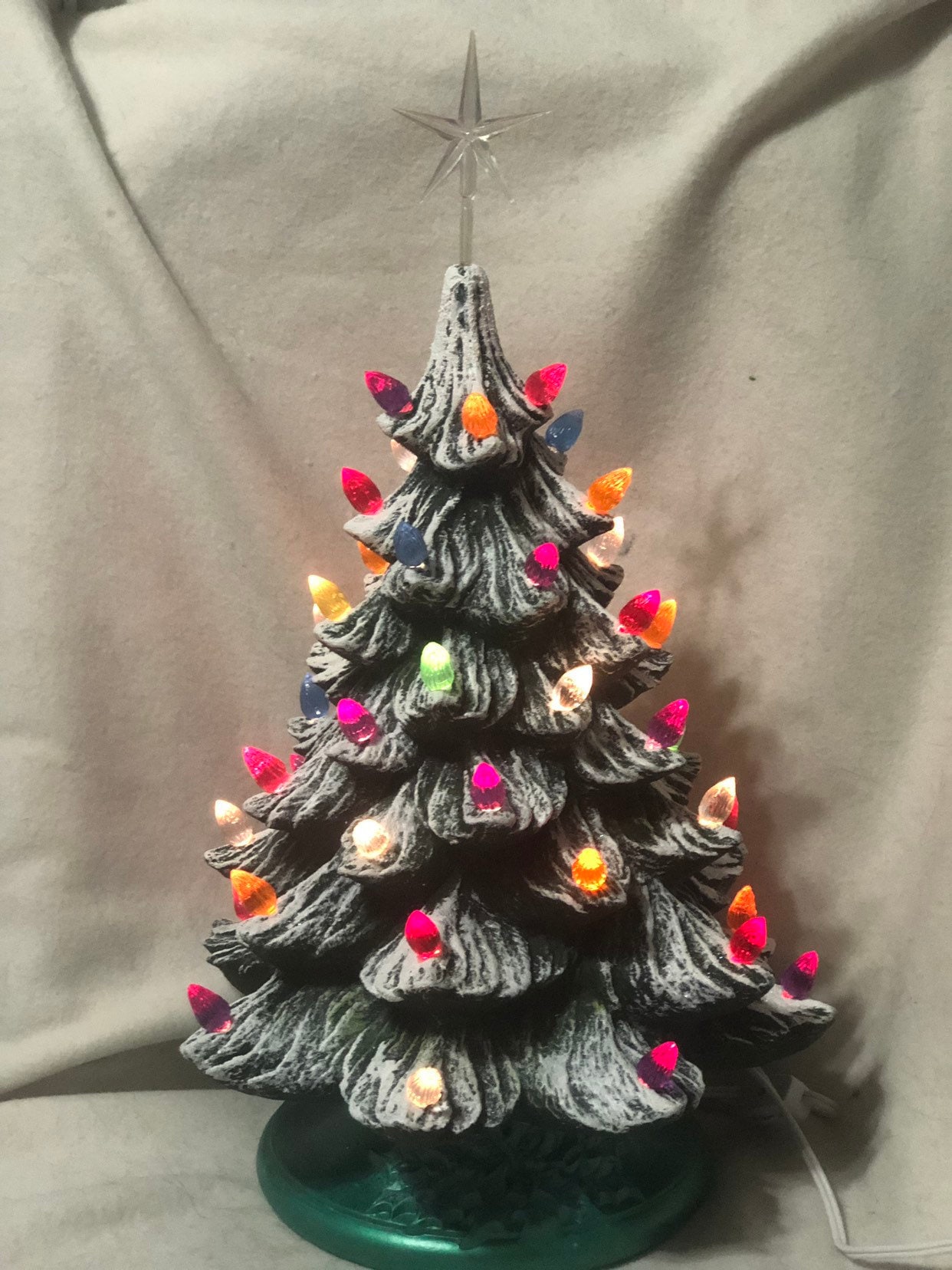 Medium Ceramic Christmas Tree w/Lights - Kiln Fire (Glaze Changes To Green)