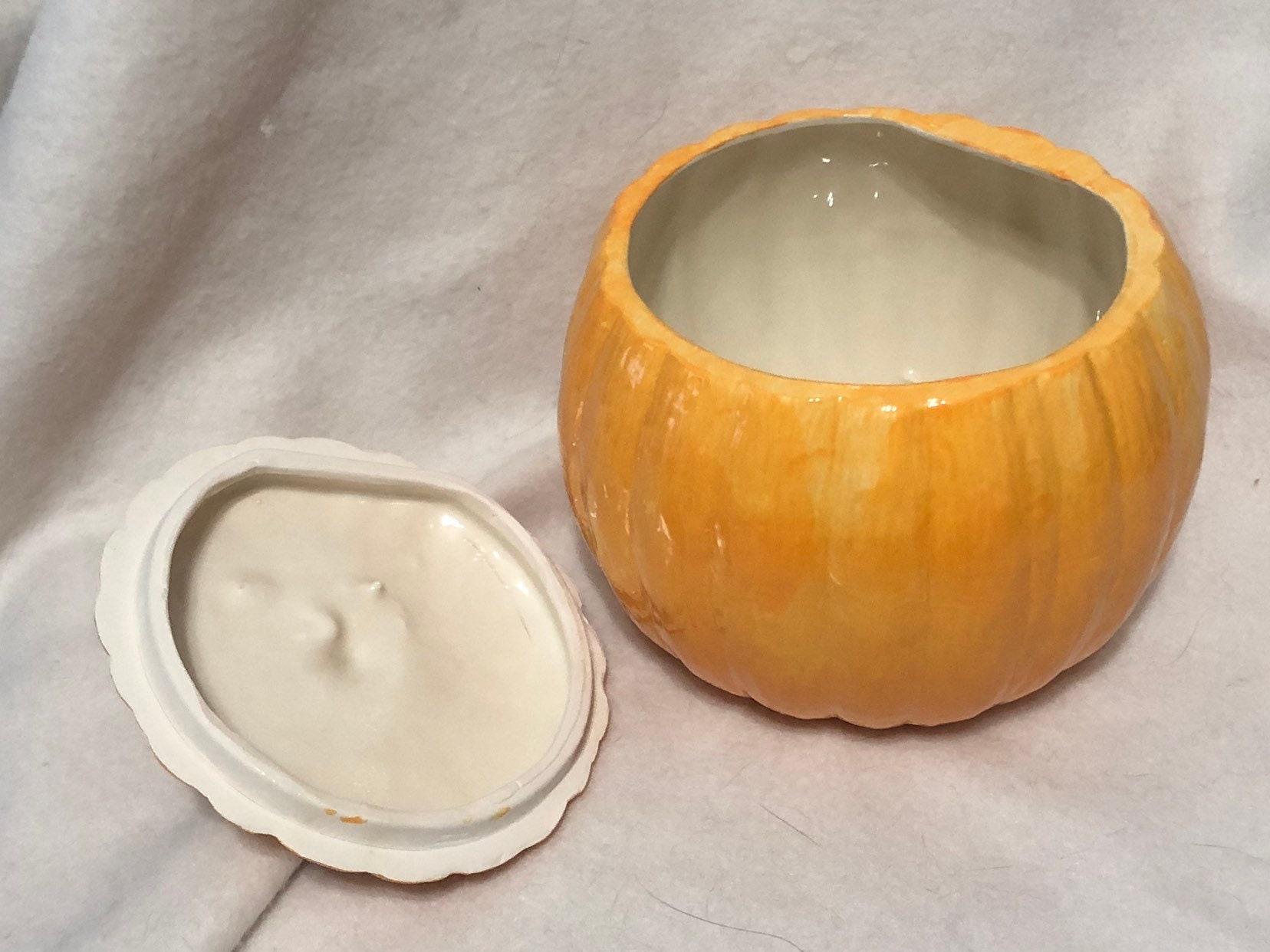Glazed Ceramic Pumpkin Candy Dish