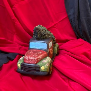 Ceramic Vintage Pickup Truck and tree by jmdceramicsart