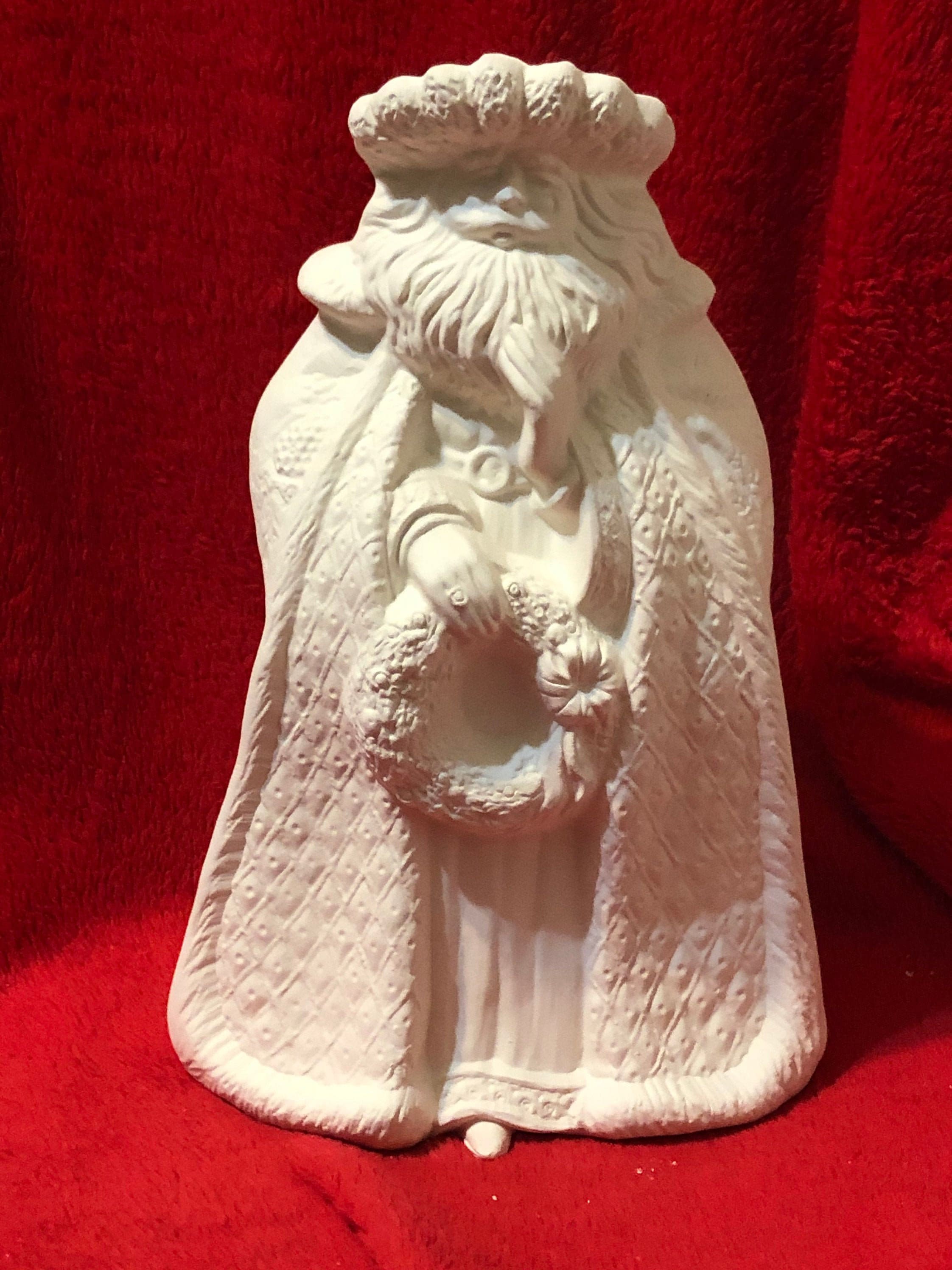 Ceramic Wreath Santa in bisque ready to paint