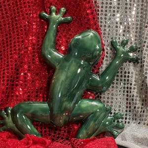 Handmade Ceramic Wall Frog - Wall Decor - Hanging Green Frog Figurine - Quality Ceramic Frog - Unique Gifts - Frog Lover Gift - Garden Decor