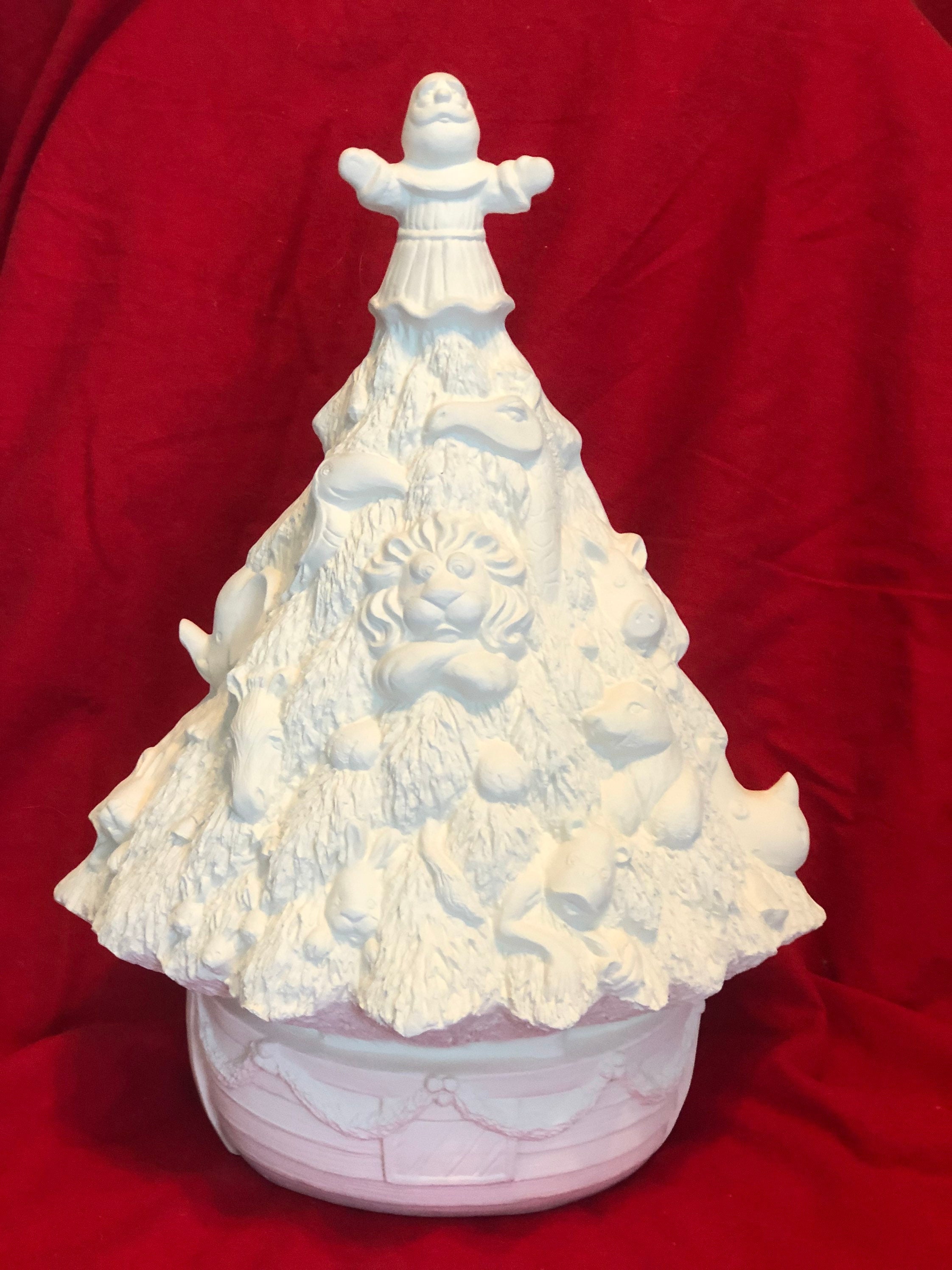 Rare and Unique Gare Molds Noah's ark Ceramic Christmas Tree in bisque
