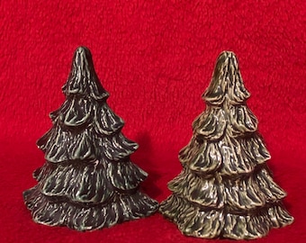 Set of 2 Small Glazed Ceramic Christmas Trees