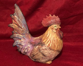 Dry Brushed Ceramic Rooster using Mayco Softee Stains