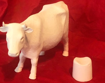 Ceramic female cow with stand in bisque ready to paint by jmdceramicsart