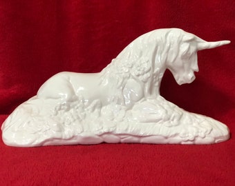 Milk Glass Glazed Ceramic Unicorn laying down by jmdceramicsart (this item is out of stock wait time is 8 weeks)